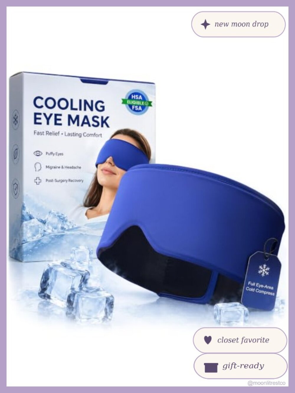 Cooling Gel Eye Mask Cold Compress for Puffy Eyes Migraine Relief Reusable